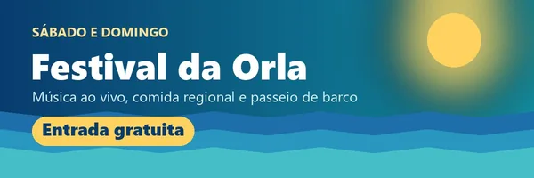 Anúncio de exemplo: Festival da Orla, sábado e domingo, entrada gratuita